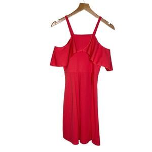 Love Nickie Lew Ruffle Cold Shoulder Dress Coral Kids Girls Size 12 New